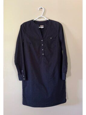 J. Jill Womens XSmall Dark Blue Stretch Dress Long Sleeve Quarter Button Up